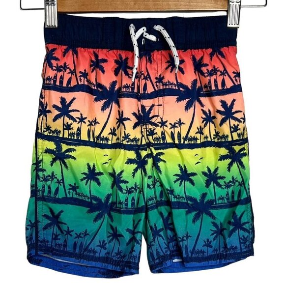 Osh Kosh Toddler Boys Size 4/5 Rainbow Ombre Tropical Swim Shorts Bathing Suits - Picture 1 of 11